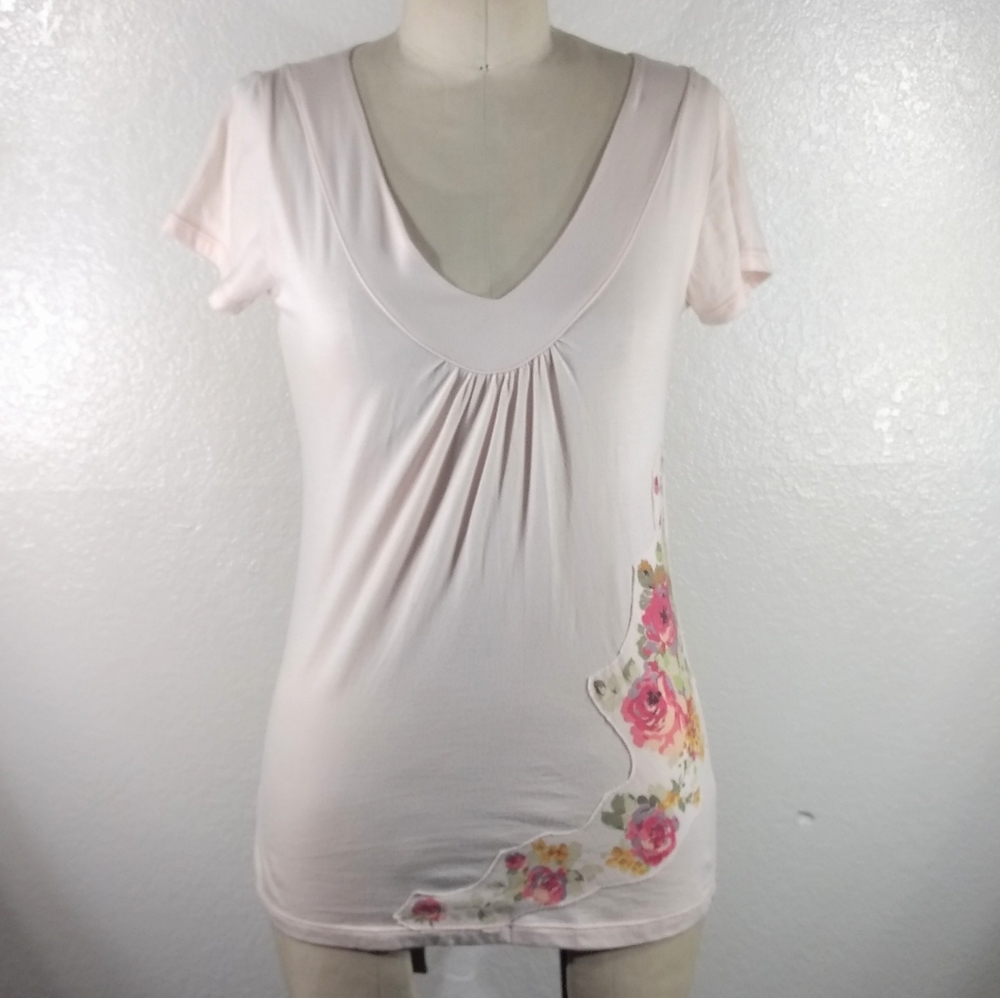 4 Love & Liberty by Johnny Was Lace Wings Patchwork Cotton Tee Shirt S NWT - Picture 2 of 3